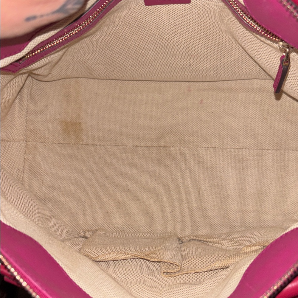 Gucci Soho Patent Leather Top Handle Bag Fuchsia Pink Interlocking G - Picture 10 of 14